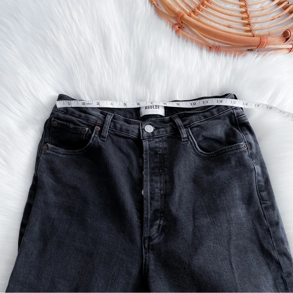 Agolde Black Nico High Wasted Ripped Knee Button Fly Slim Jean Distressed